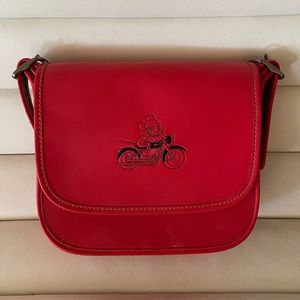 “Mickey on Scooter” limited ed. Coach x Disney red genuine leather purse